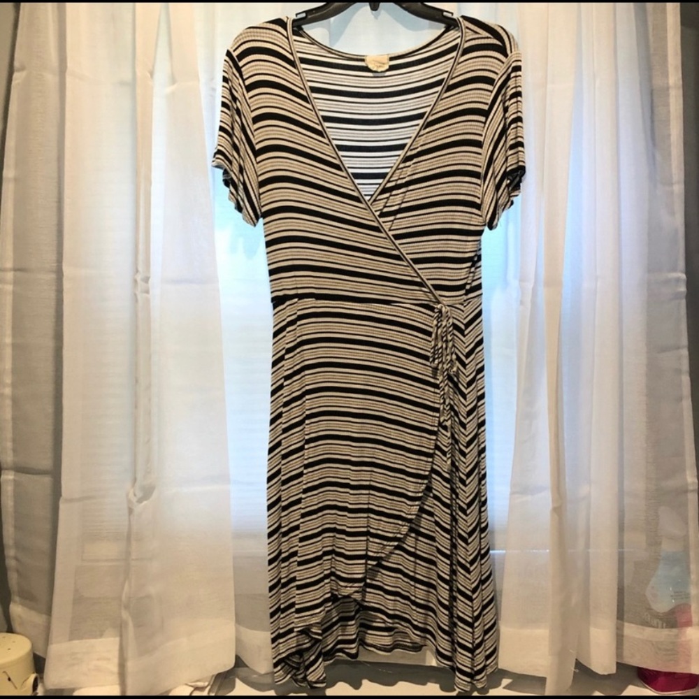 Like New Striped Wrap Dress